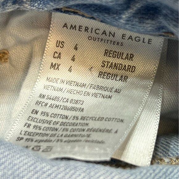 American Eagle Womens Straight Leg Jeans Size 4 Distressed Blue Denim Casual - Picture 4 of 11